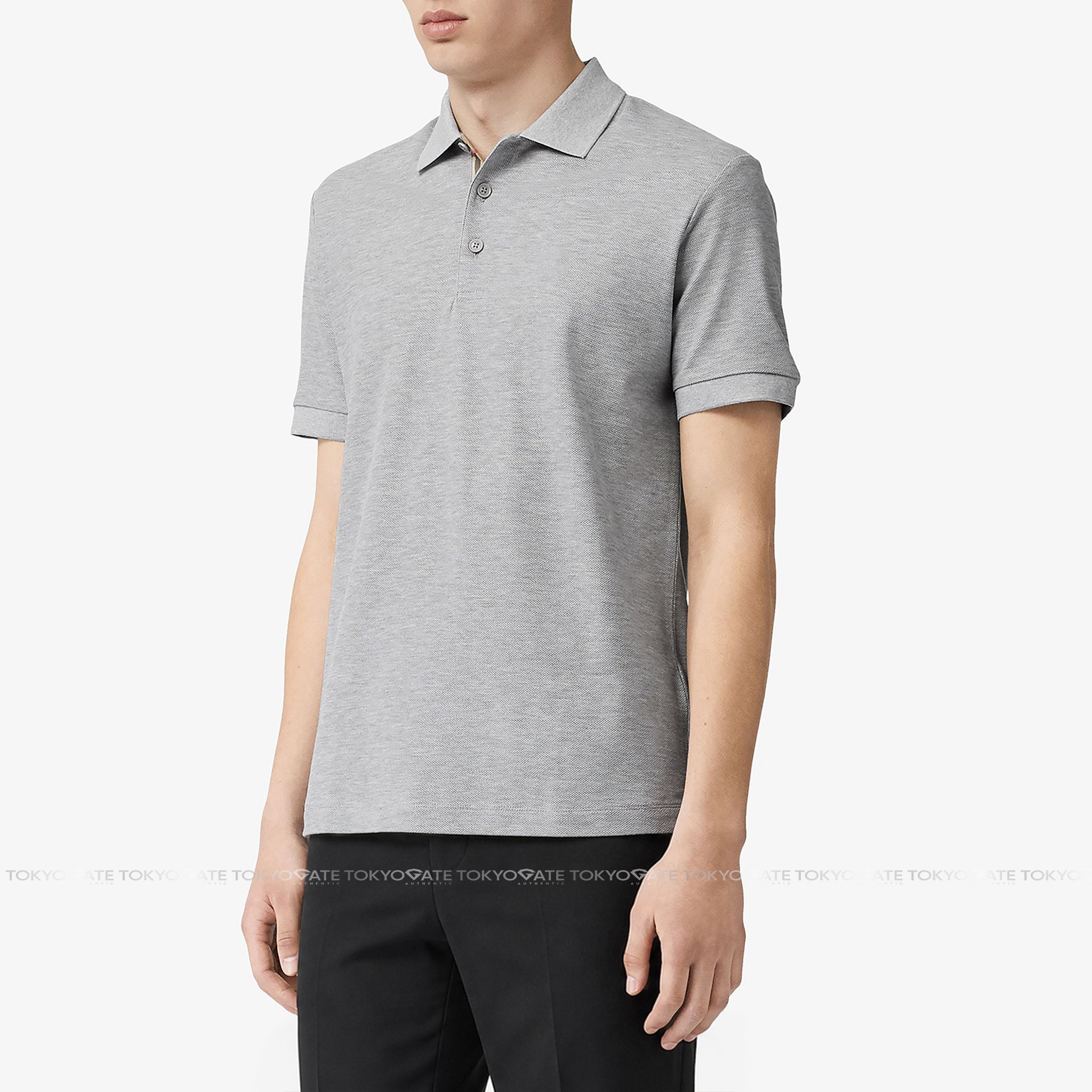 Áo polo Burberry 8092273 Hartford Pale Grey Melange Slim Fit