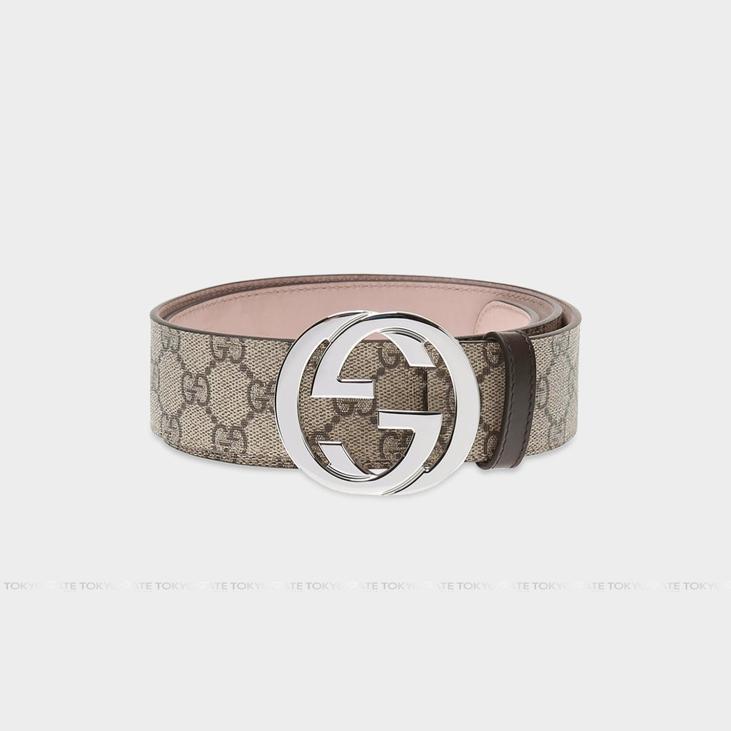 Dây lưng Gucci 411924 KGDHN GG Supreme Interlocking G Buckle Beige Ebony