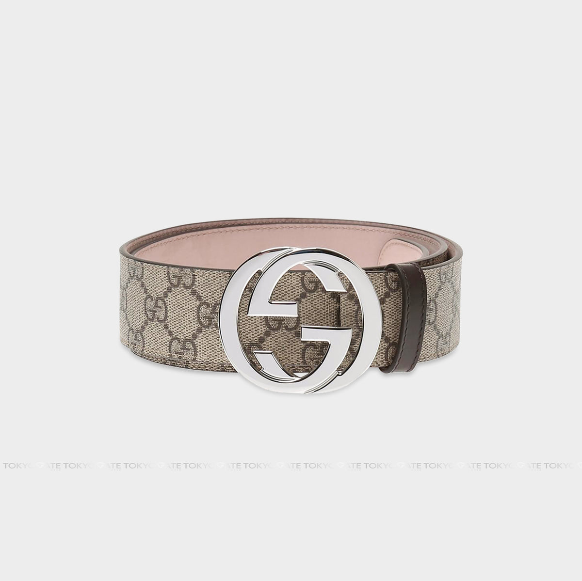 Dây lưng Gucci 411924 KGDHN GG Supreme Interlocking G Buckle Beige Ebony