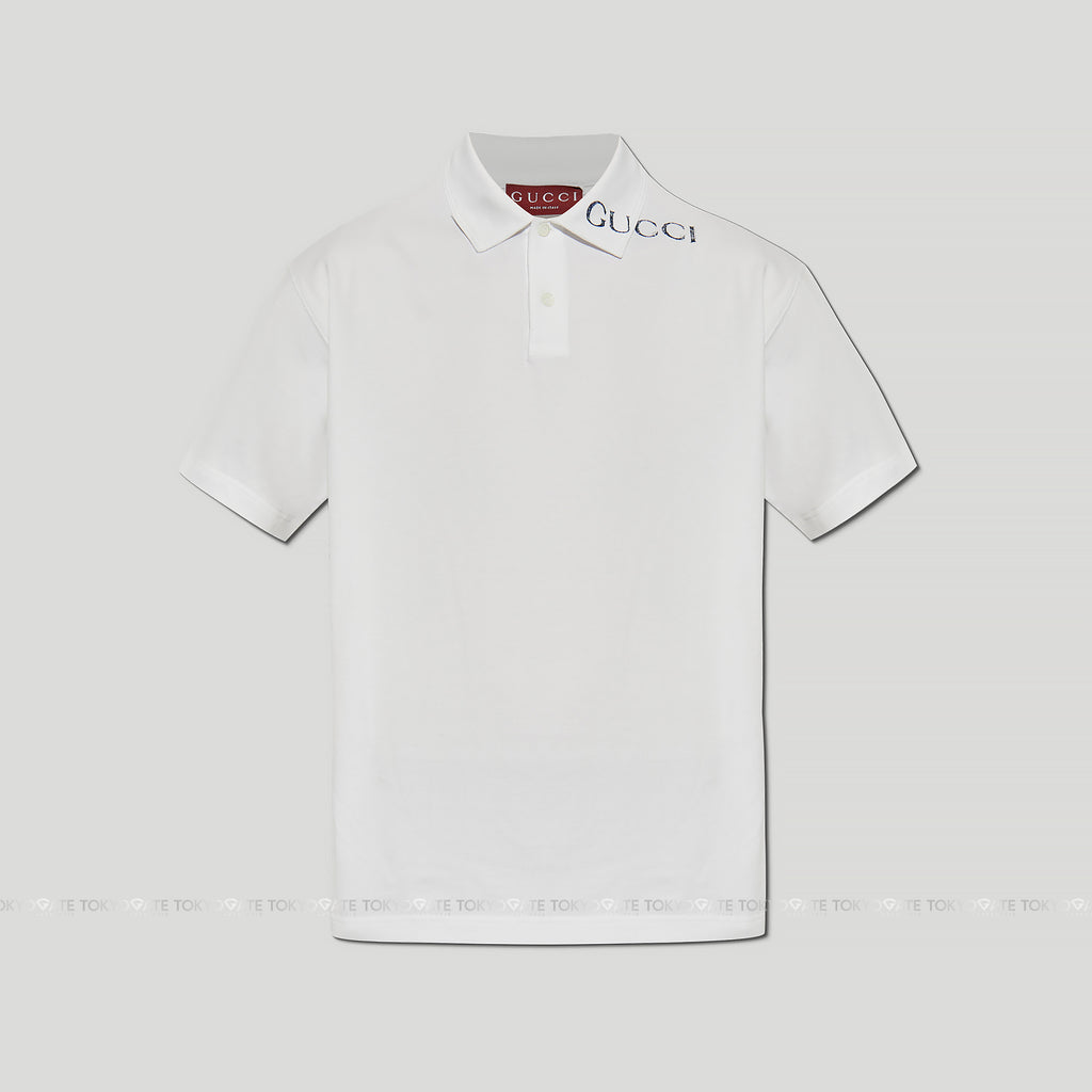 Áo polo Gucci 806255 XJQ14 9074 Collar Logo White Regular Fit