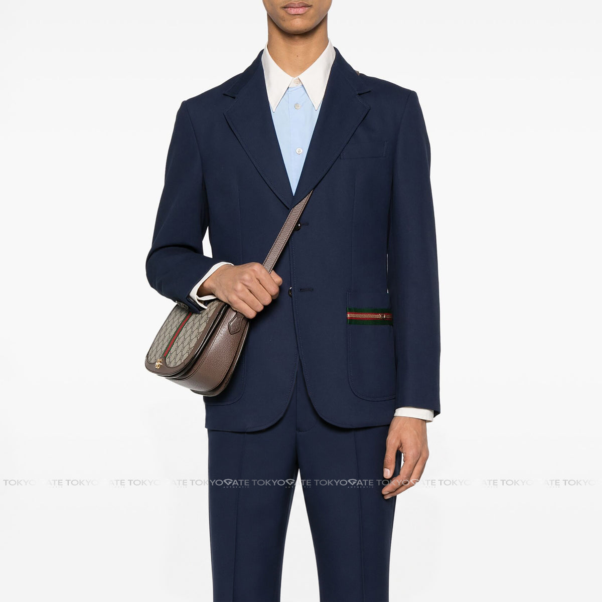 Blazer Gucci 751155 Web Stripe Cotton Formal Jacket Dark Blue