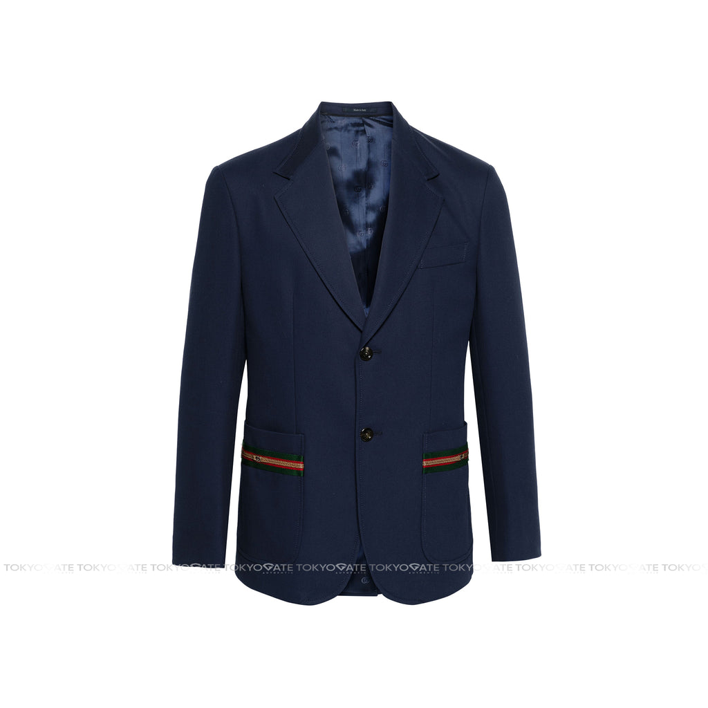 Blazer Gucci 751155 Web Stripe Cotton Formal Jacket Dark Blue