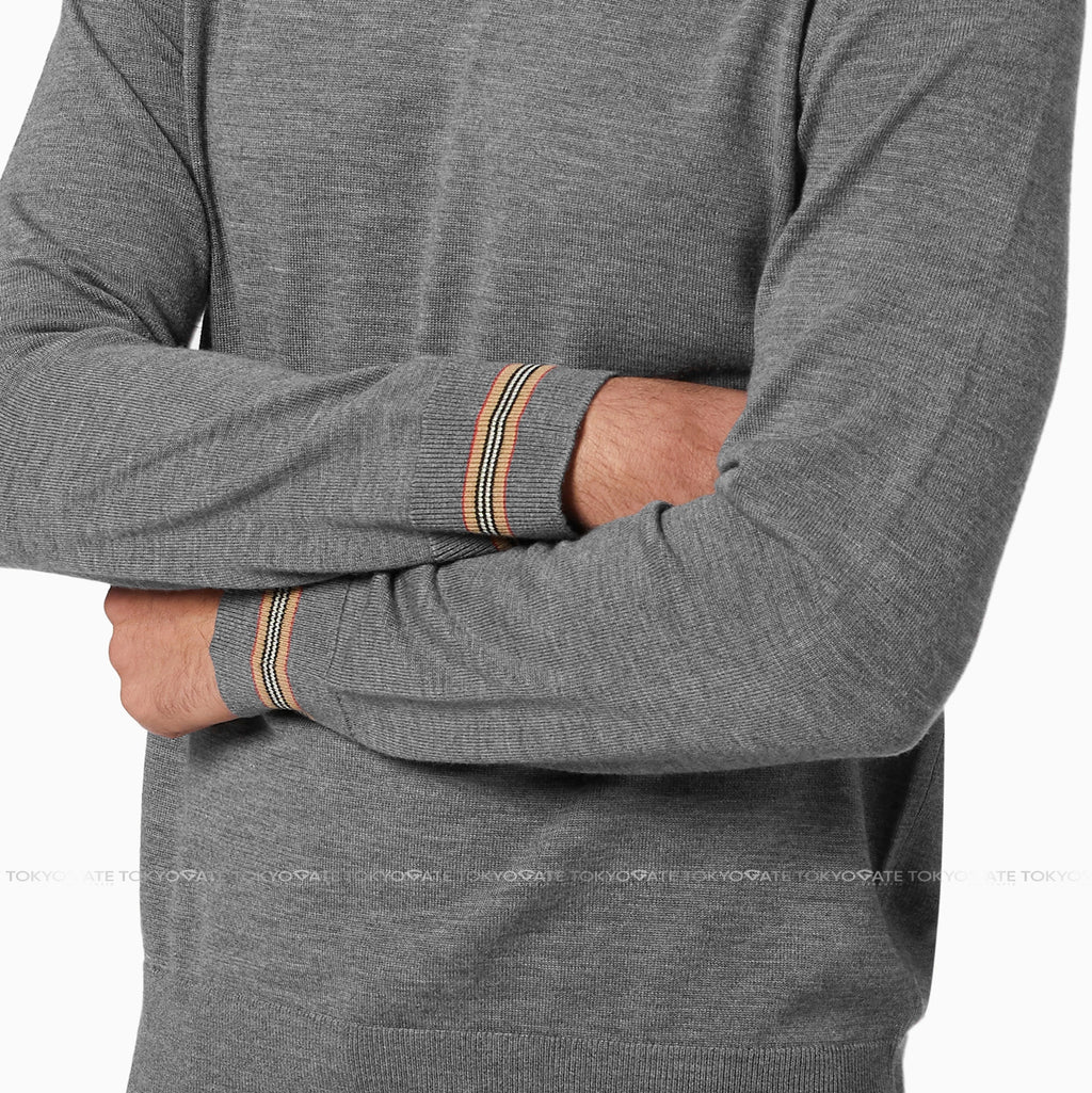 Áo len Burberry 8033203 Paradise Icon Stripe Fine Wool Knit Mid Grey Melange Slim Fit