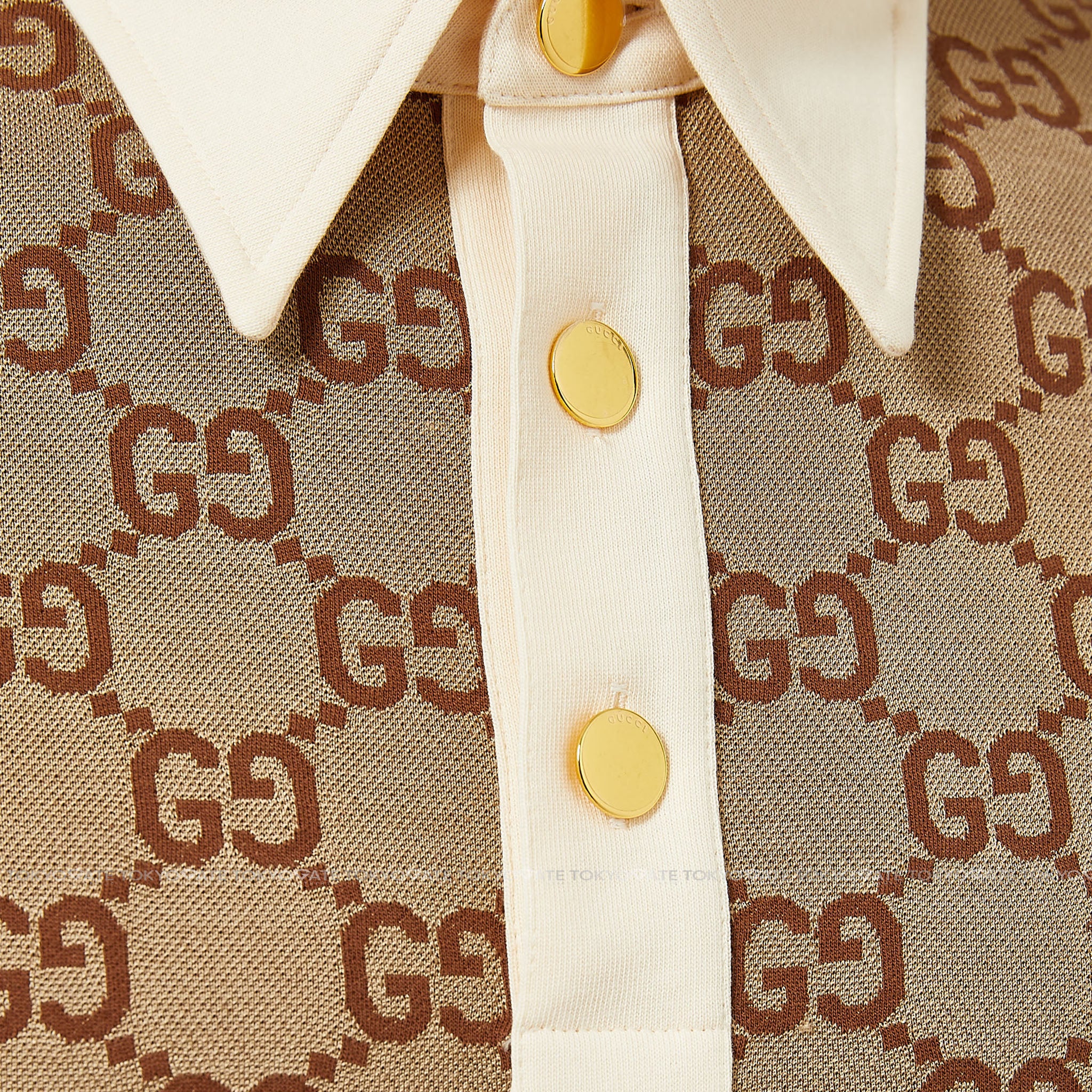 Áo polo Gucci 682015 XJD1F 2270 Jumbo GG Jacquard Beige Regular Fit
