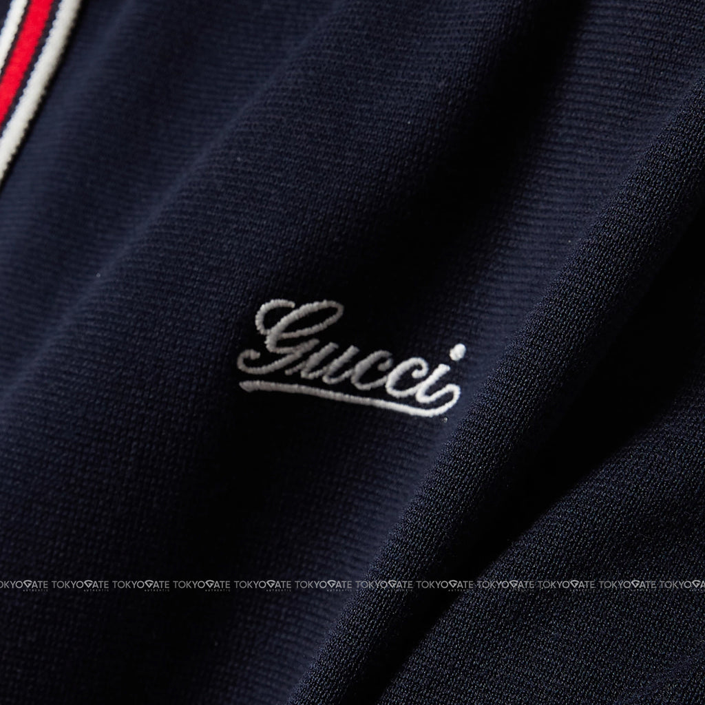Áo polo Gucci 742380 XJGKU 4215 Web Stripe Cotton Jersey Navy Regular Fit