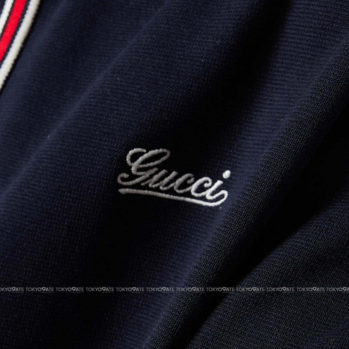 Áo polo Gucci 742380 XJGKU 4215 Web Stripe Cotton Jersey Navy Regular Fit