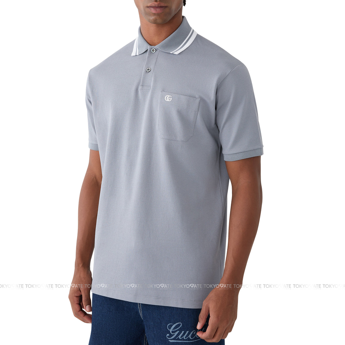 Áo polo Gucci 795174 XJG16 4923 Cotton Piquet Light Blue Regular Fit