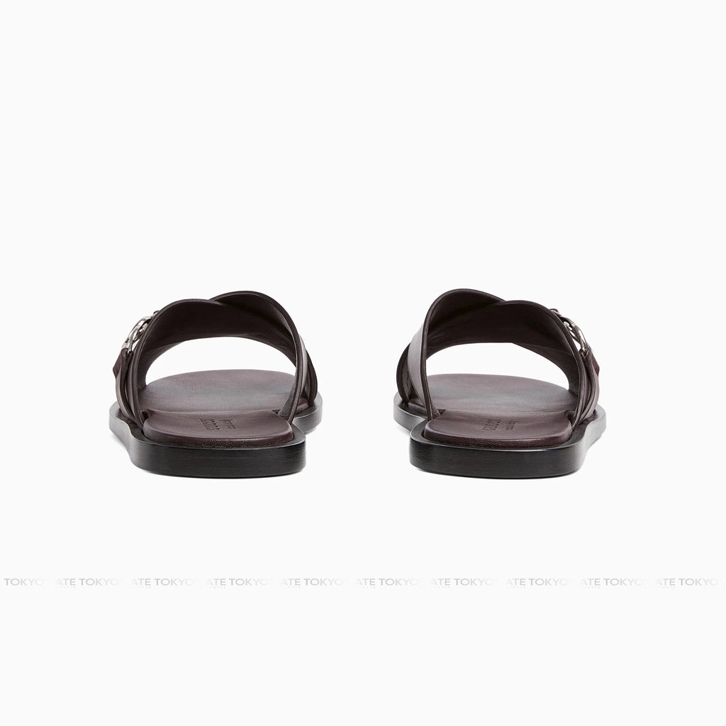 Dép Gucci Interlocking GG Sandals in Leather Burgundy