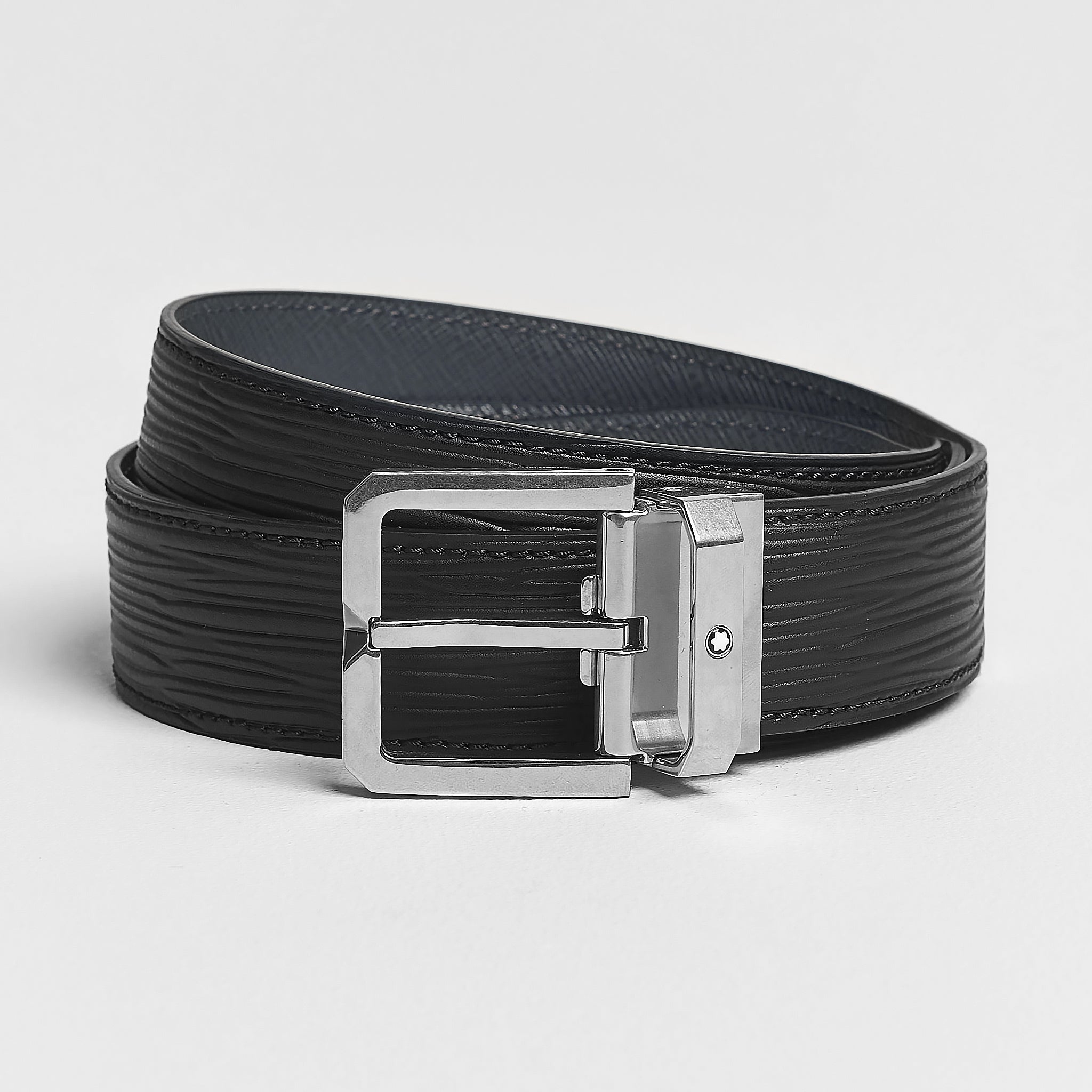 Dây lưng Montblanc MB131171 Black Grey Leather Belt