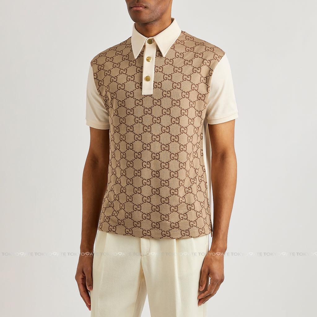 Áo polo Gucci 682015 XJD1F 2270 Jumbo GG Jacquard Beige Regular Fit