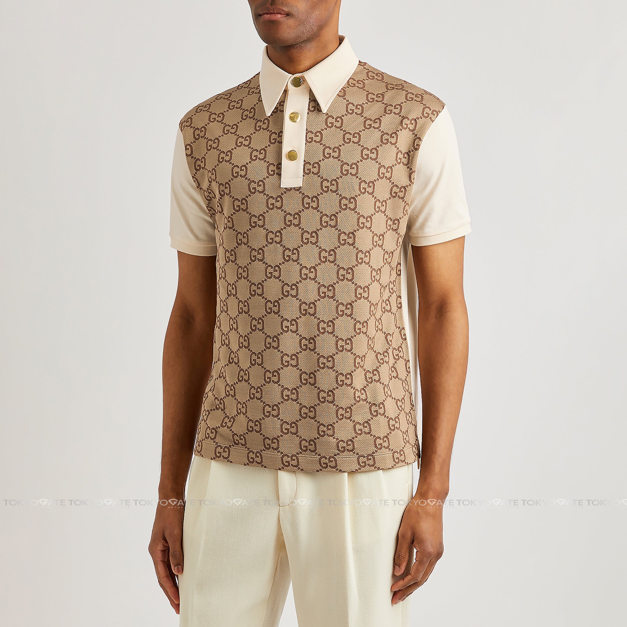 Áo polo Gucci 682015 XJD1F 2270 Jumbo GG Jacquard Beige Regular Fit