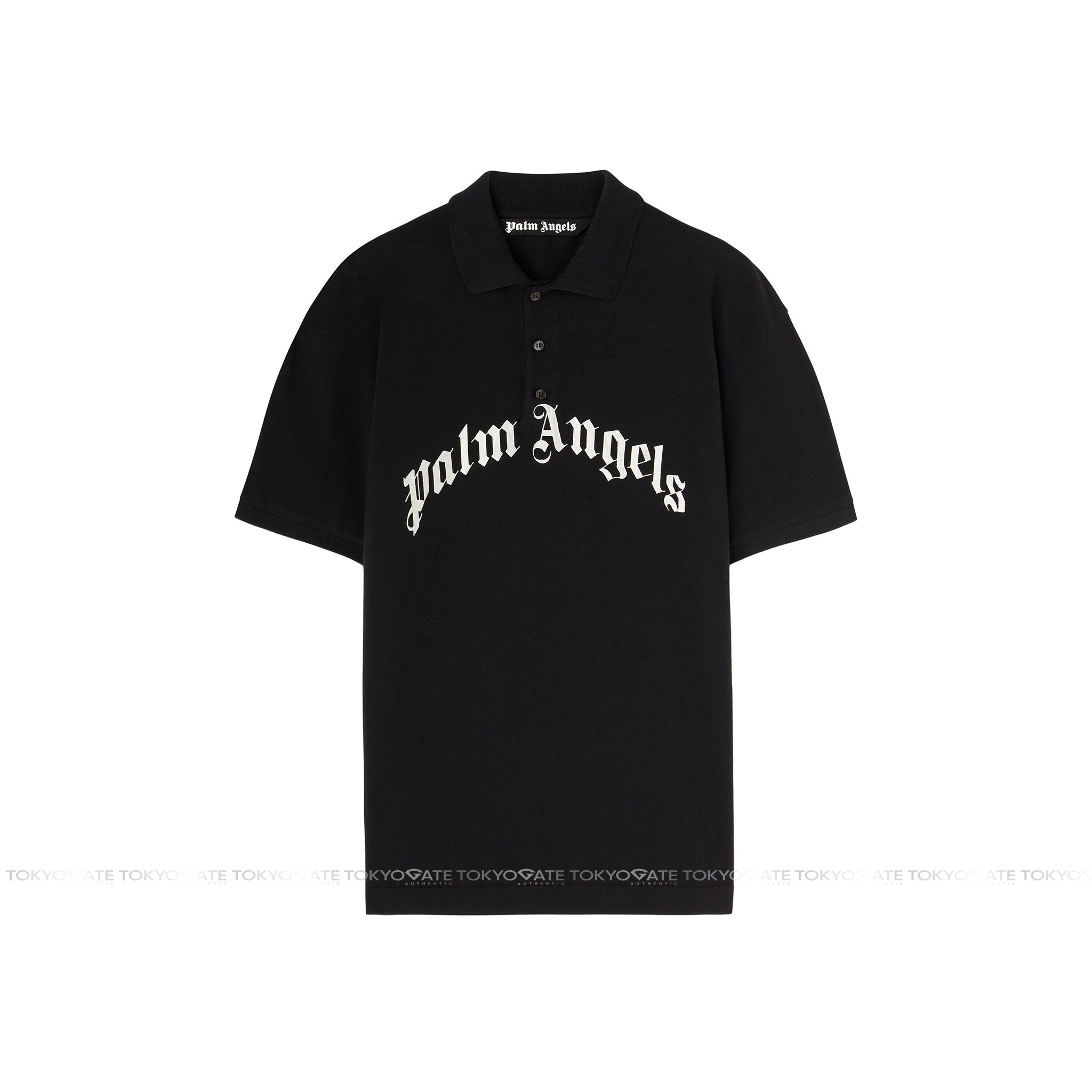 Áo polo Palm Angels Curved Logo Polo Short Sleeve Black Regular Fit