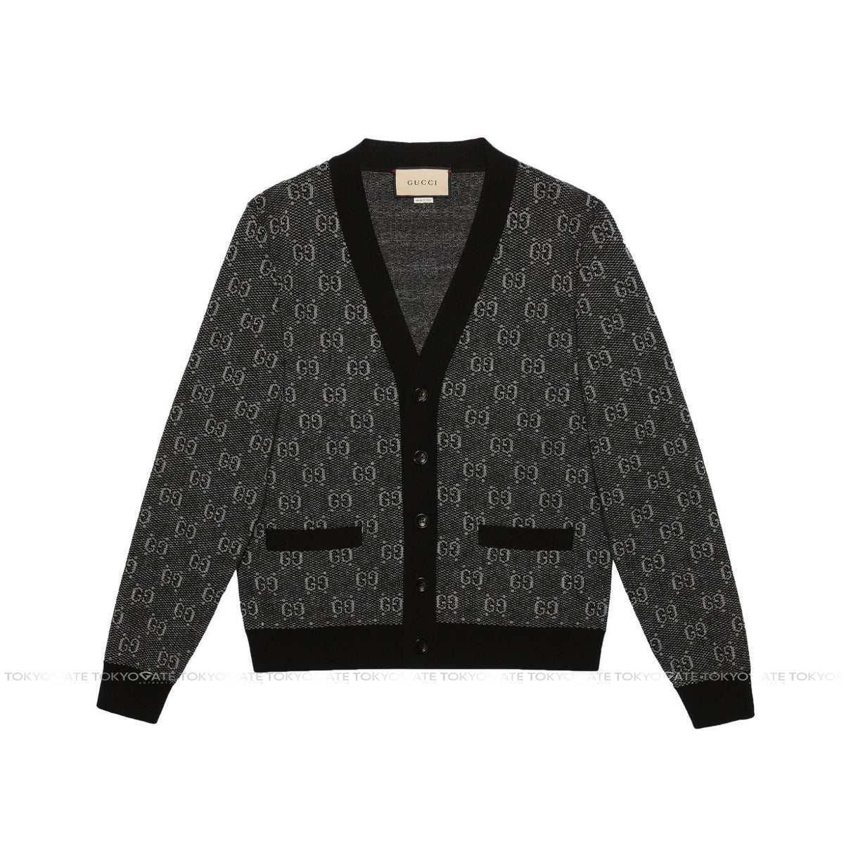 Áo khoác cardigan Gucci 761550 XKDK5 GG Jacquard Wool Cardigan Grey