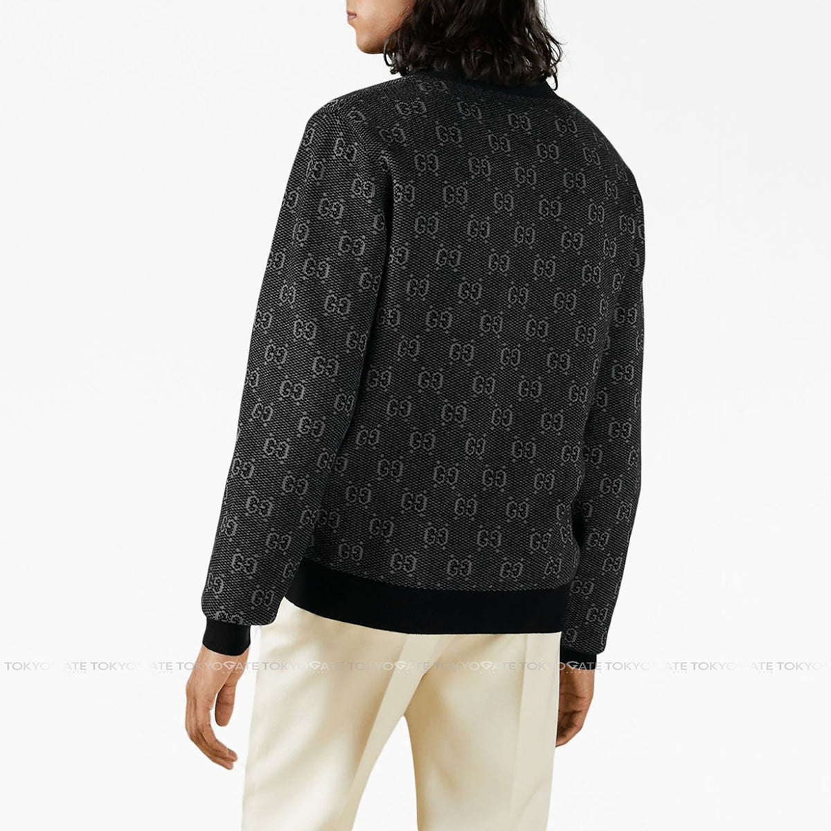Áo khoác cardigan Gucci 761550 XKDK5 GG Jacquard Wool Cardigan Grey