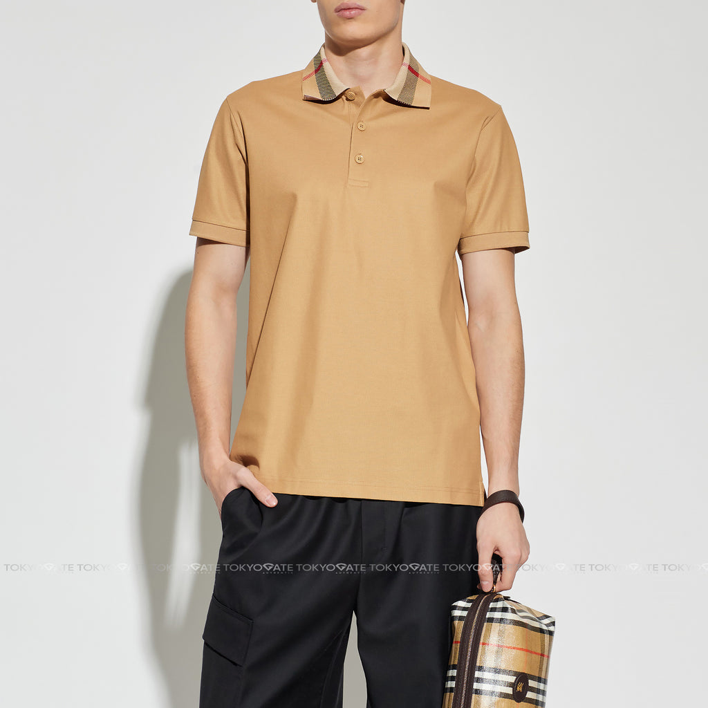 Áo polo Burberry 8095924 Cody Check Collar Polo Beige Slim Fit