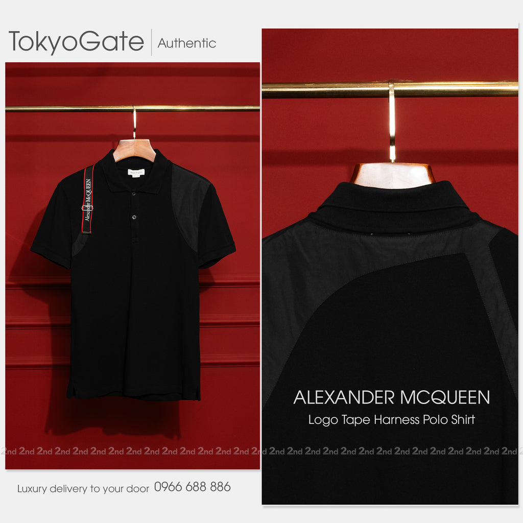 [2nd] Áo polo Alexander McQueen Harness Black Regular Fit