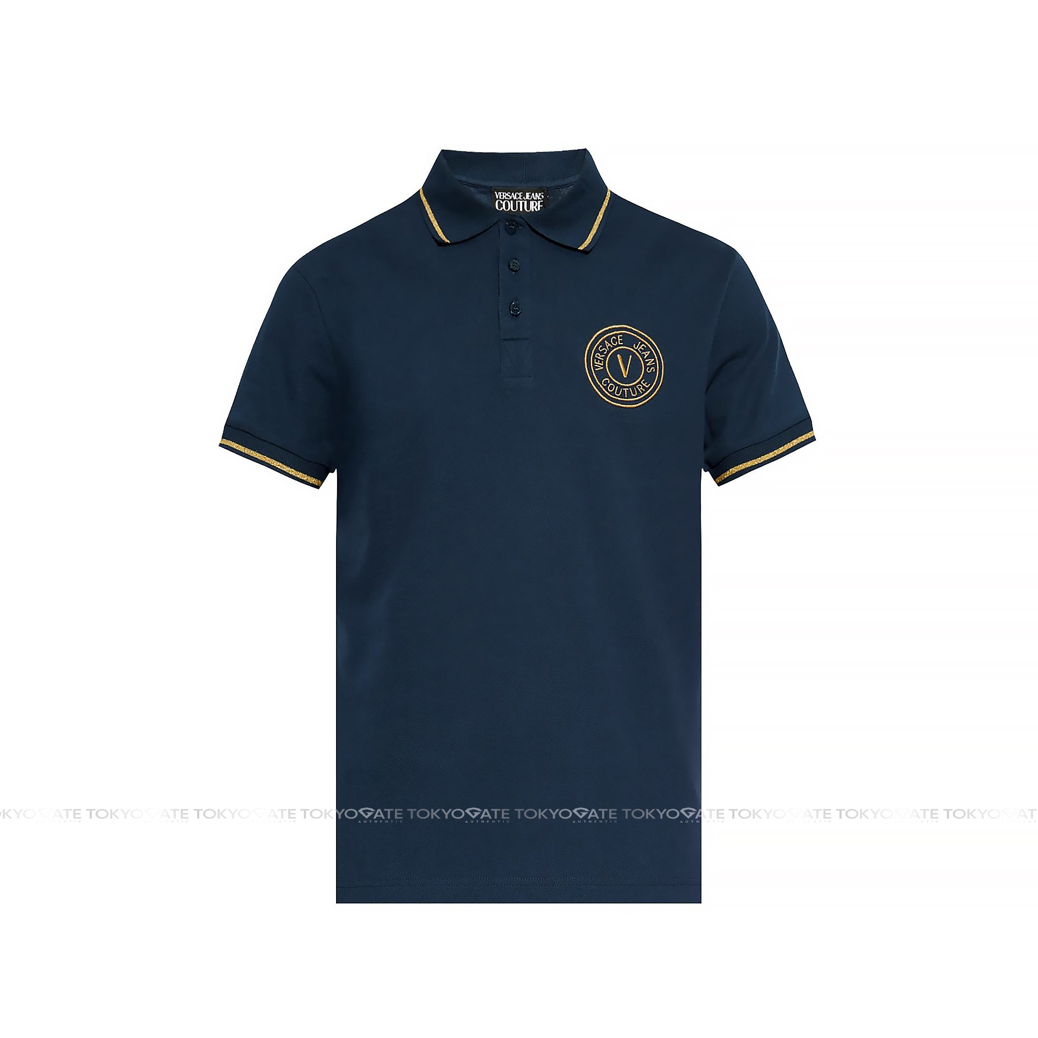 Áo polo Versace Jeans Couture 78GAGT00 78UP621 G83 Blue Gold Slim Fit