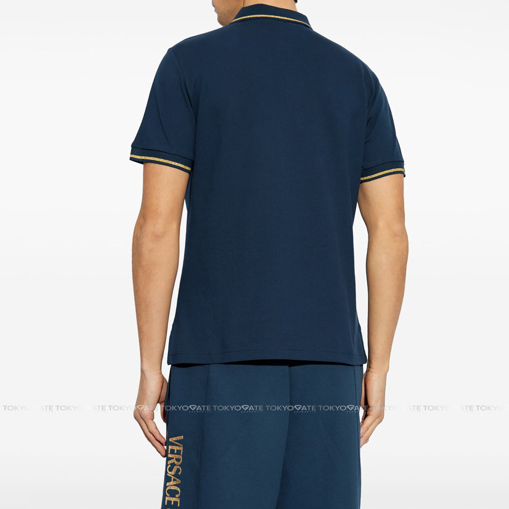 Áo polo Versace Jeans Couture 78GAGT00 78UP621 G83 Blue Gold Slim Fit