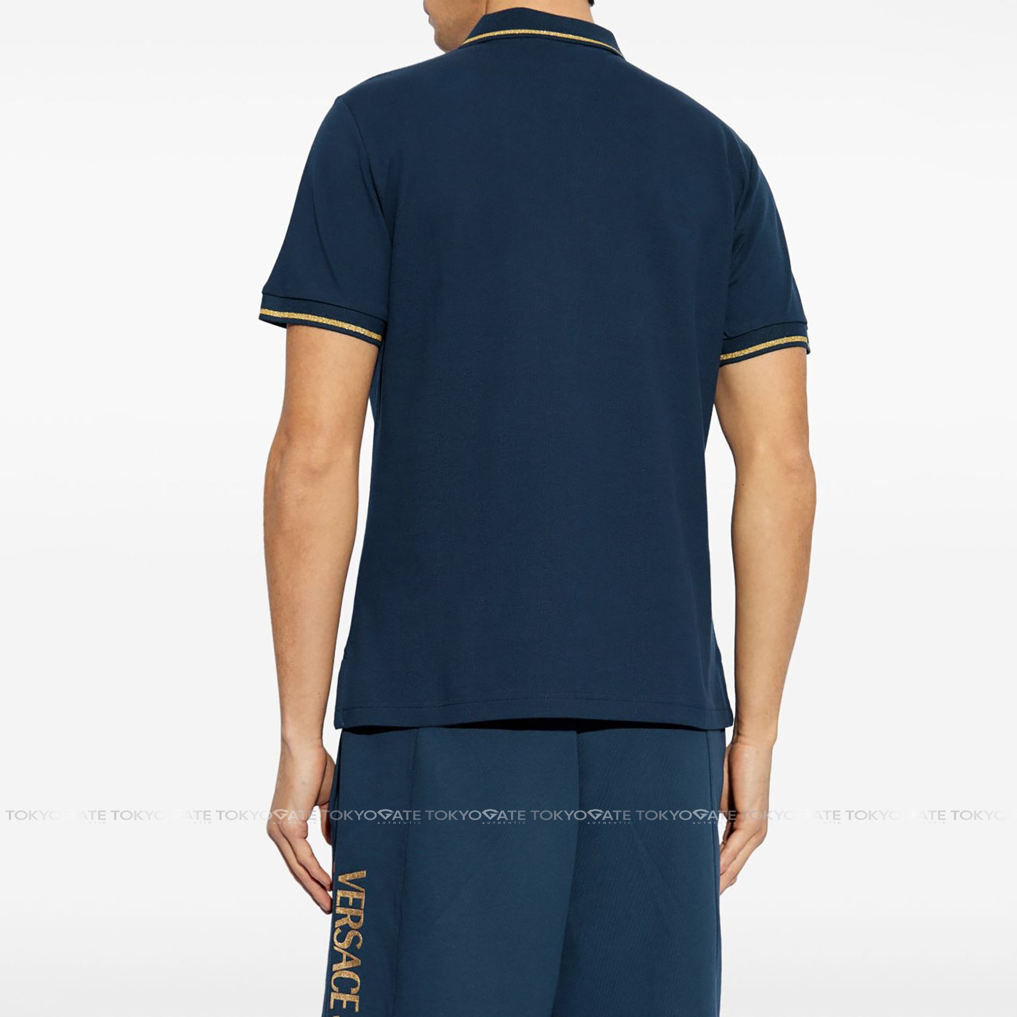 Áo polo Versace Jeans Couture 78GAGT00 78UP621 G83 Blue Gold Slim Fit