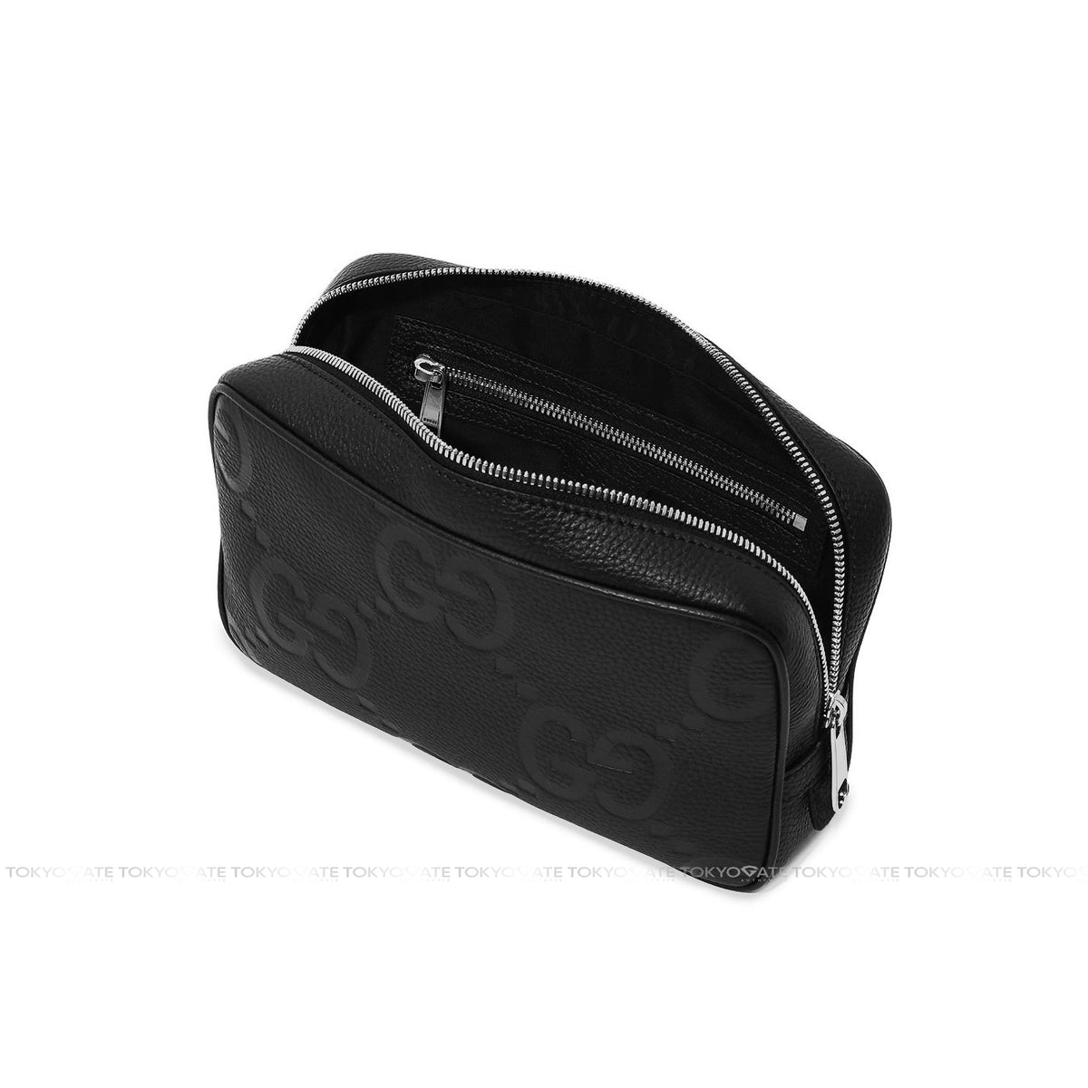 Clutch Gucci 766957 AABY0 1000 Jumbo GG Leather Toiletry Case Black