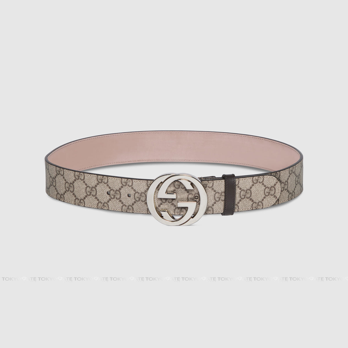 Dây lưng Gucci 411924 KGDHN GG Supreme Interlocking G Buckle Beige Ebony