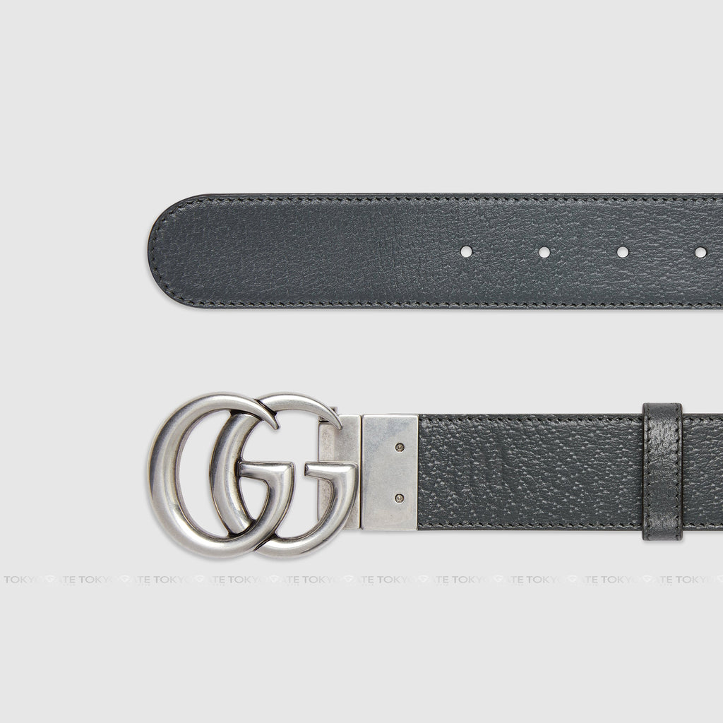 Dây lưng Gucci 627055 UULBN 1244 GG Marmont Reversible Belt Grey Black