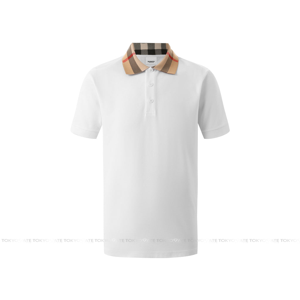 Áo polo Burberry 8071621 Cody Check Collar Cotton Polo White Slim Fit
