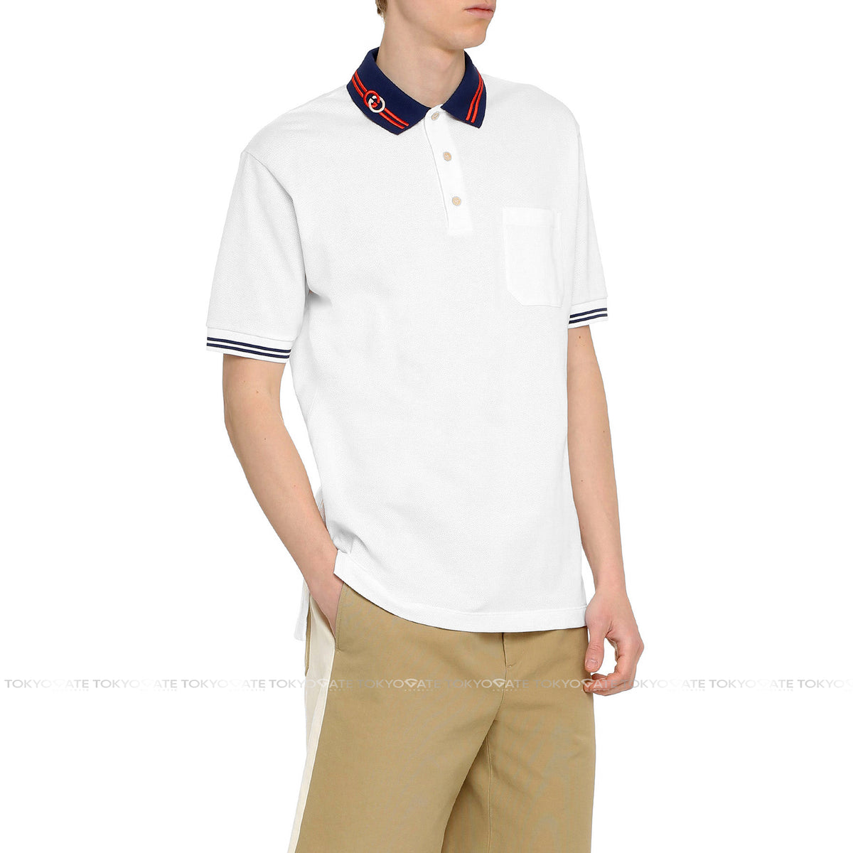 Áo polo Gucci 658067 XJDI2 9692 Cotton Piquet Polo With Interlocking G White
