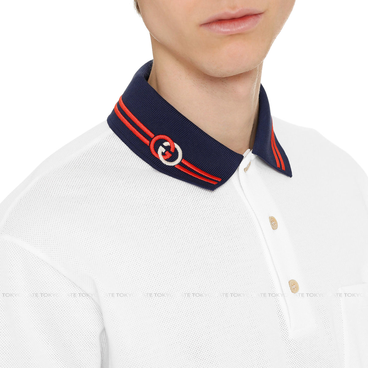 Áo polo Gucci 658067 XJDI2 9692 Cotton Piquet Polo With Interlocking G White