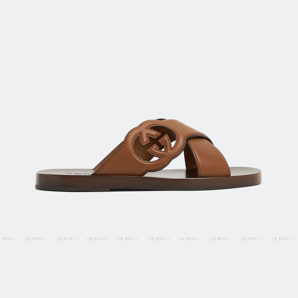 Dép Gucci 738471 US000 2535 Interlocking G Slide Sandal Brown