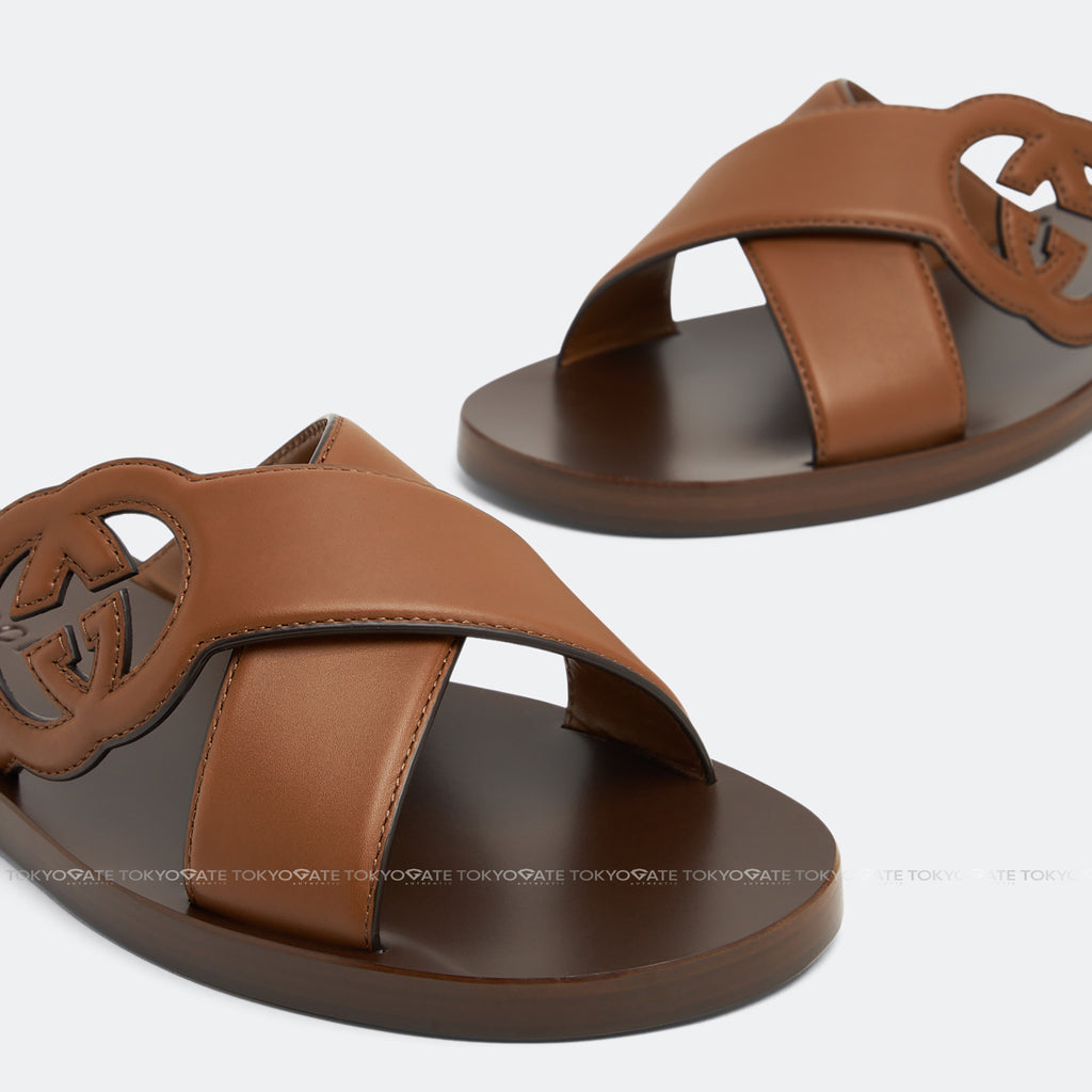 Dép Gucci 738471 US000 2535 Interlocking G Slide Sandal Brown