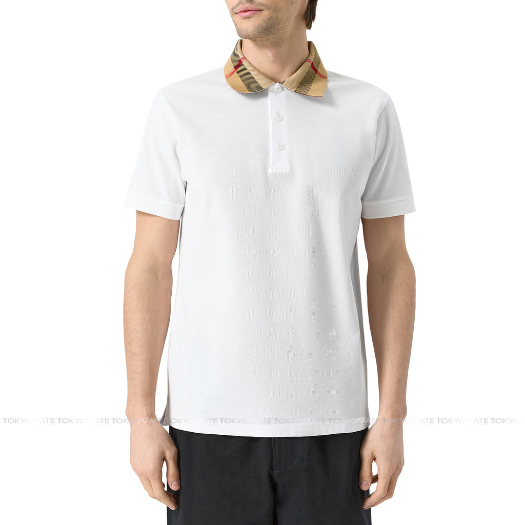 Áo polo Burberry 8071621 Cody Check Collar Cotton Polo White Slim Fit