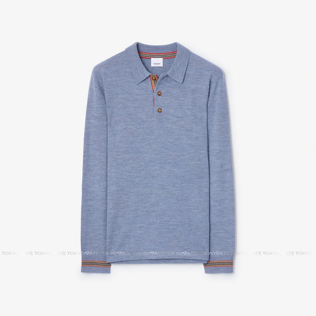 Áo polo Burberry 8111779 Pace Mid Blue Melange Slim Fit