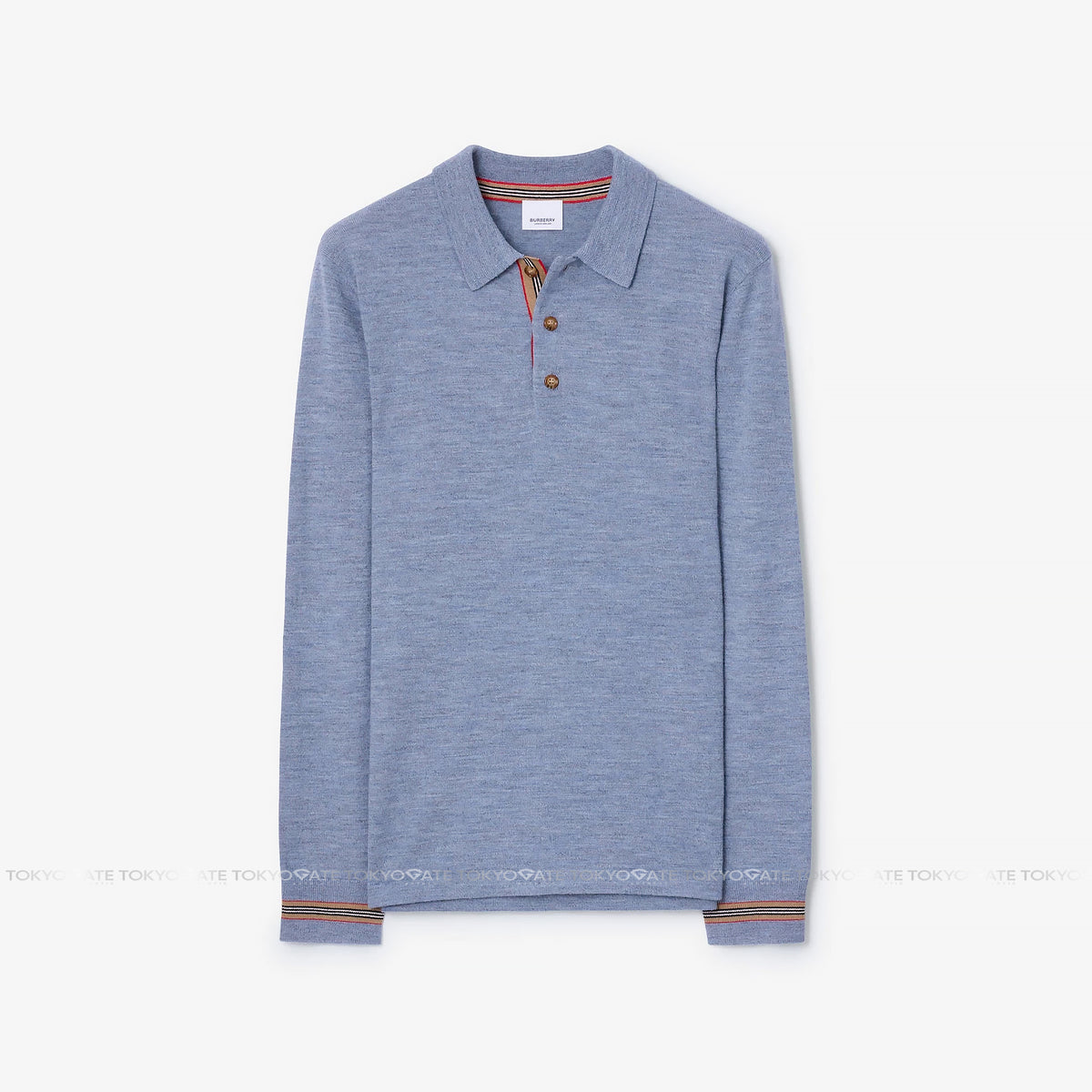 Áo polo Burberry 8111779 Pace Mid Blue Melange Slim Fit
