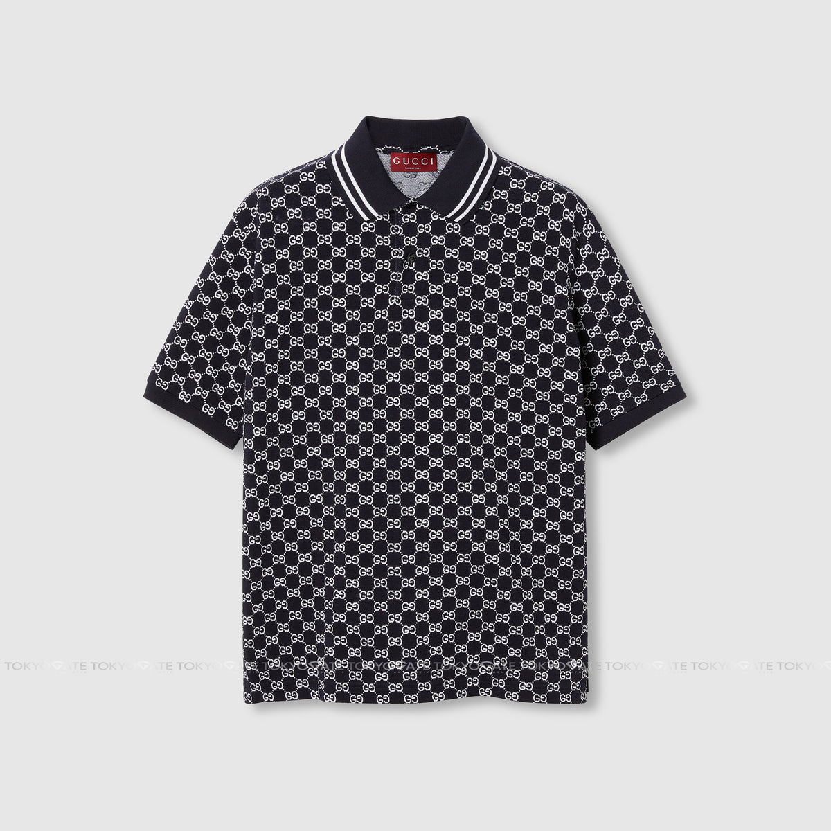 Áo polo Gucci 788024 XJHH7 4137 GG Cotton Piquet Jacquard Navy & White