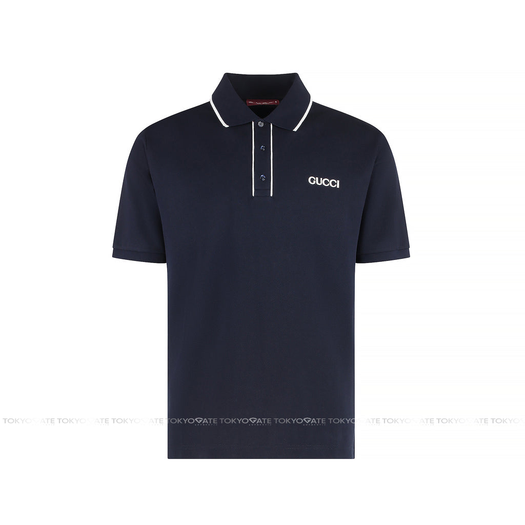 Áo polo Gucci 806250 XJG3G 4003 Cotton Piquet Polo Shirt With Embroidery Navy Regular Fit