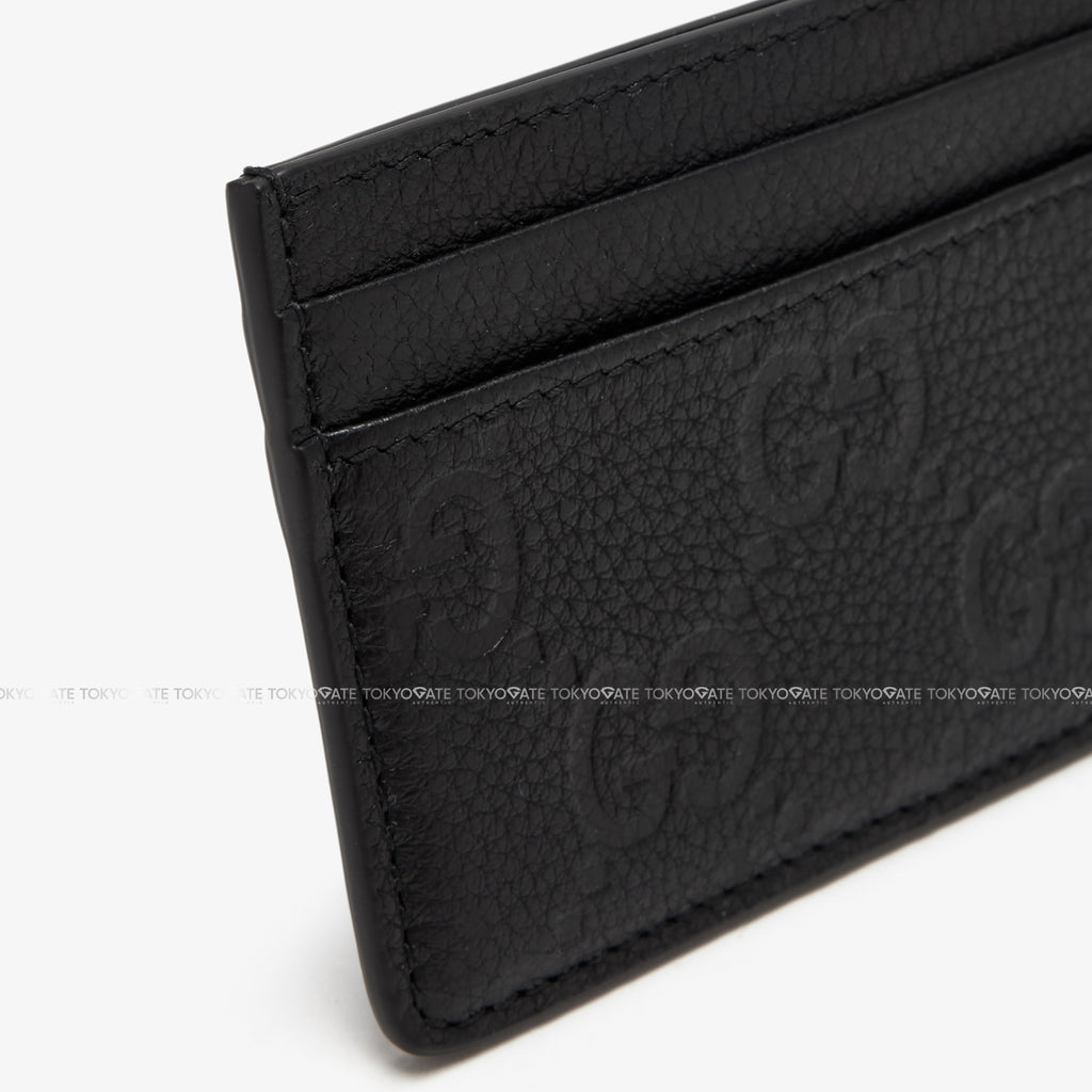 Ví đựng card Gucci 835151 AACVH 1000 GG Embossed Leather Card Case Black