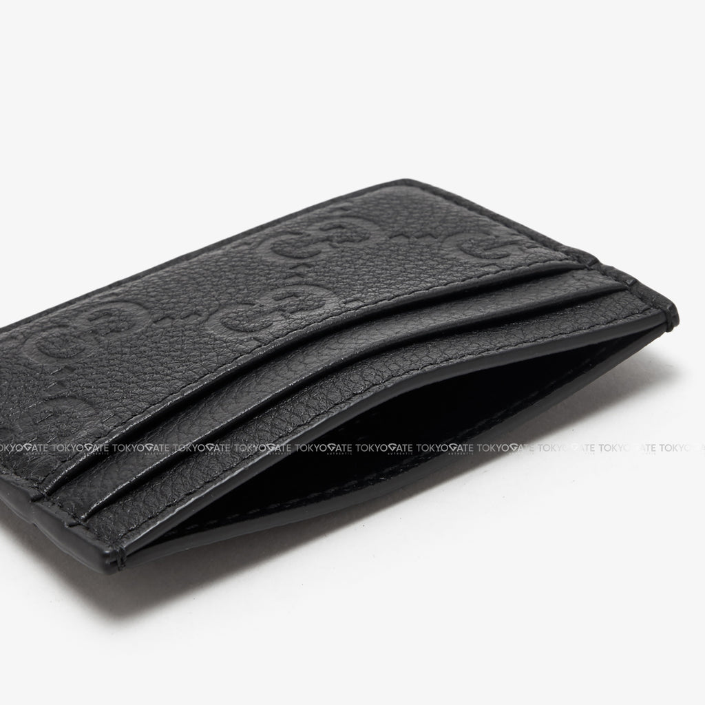 Ví đựng card Gucci 835151 AACVH 1000 GG Embossed Leather Card Case Black