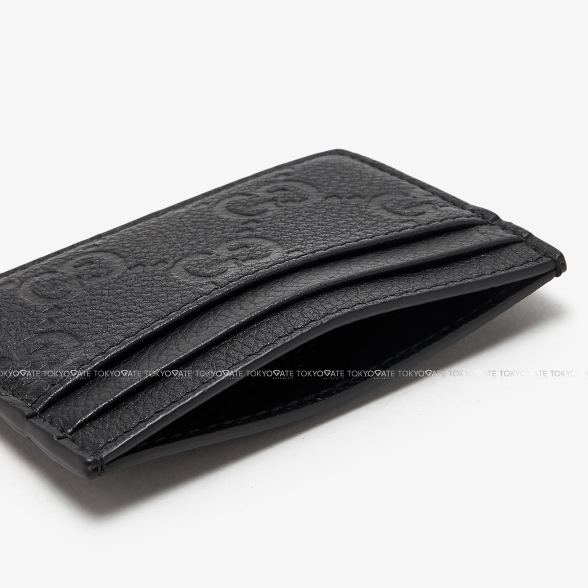 Ví đựng card Gucci 835151 AACVH 1000 GG Embossed Leather Card Case Black