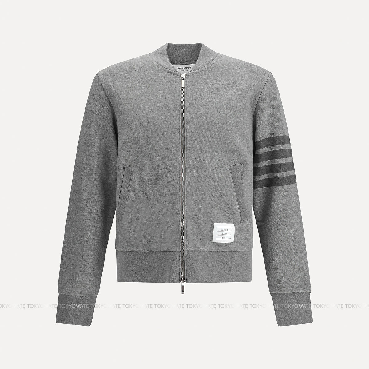 Áo khoác Thom Browne MJT280A 06910 035 Tonal 4-Bar Classic Loopback Med Grey Regular Fit