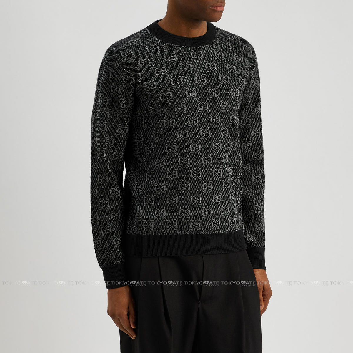 Áo len Gucci 761549 XKDK5 GG Jacquard Wool Sweater Grey