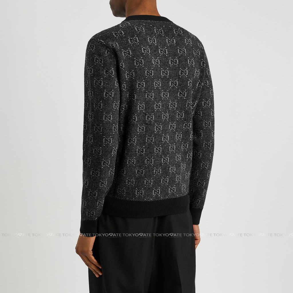 Áo len Gucci 761549 XKDK5 GG Jacquard Wool Sweater Grey