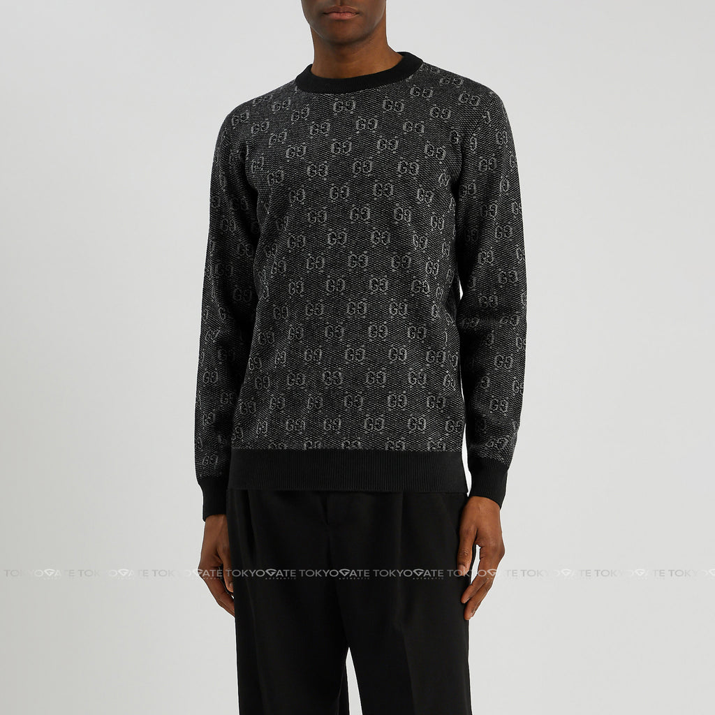 Áo len Gucci 761549 XKDK5 GG Jacquard Wool Sweater Grey