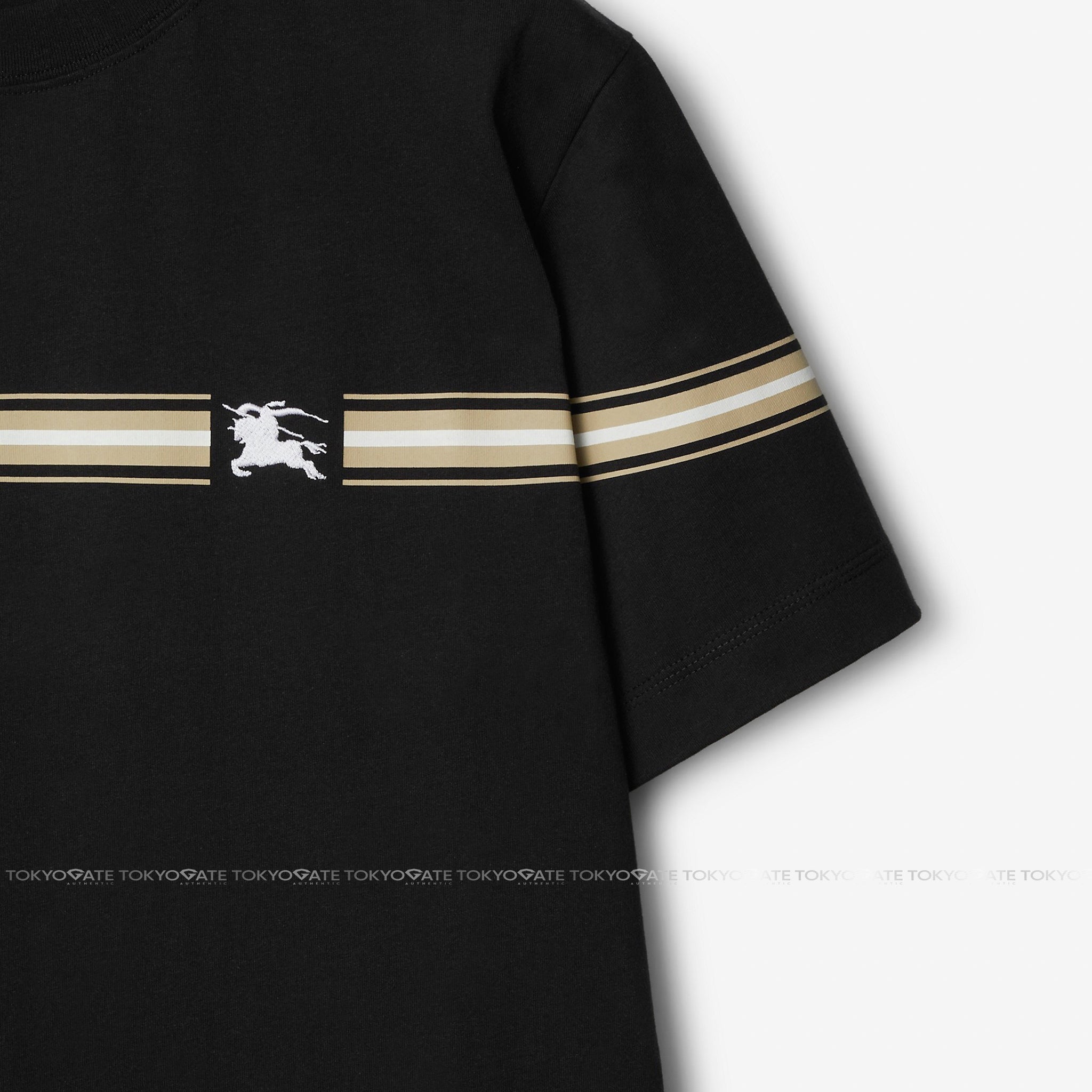 Áo phông Burberry 8091026 Striped Cotton T-Shirt Black Regular Fit