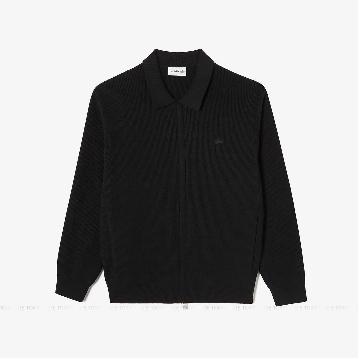 Áo khoác cardigan Lacoste AH403E 56G 031 Ribbed Collar Zip-Up Black Regular Fit