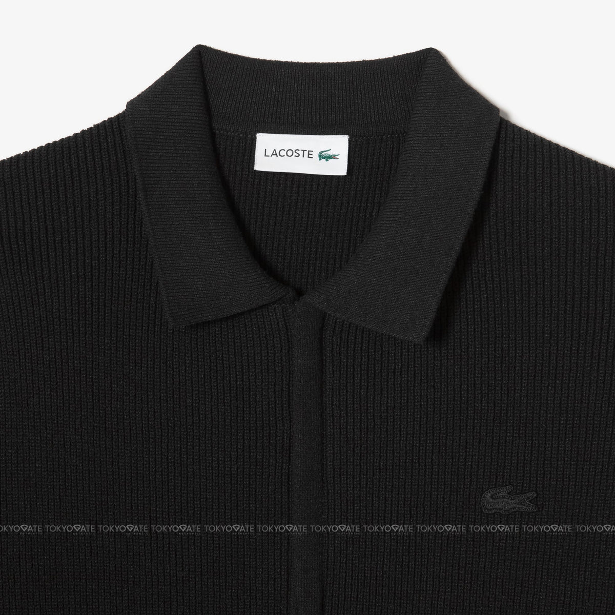 Áo khoác cardigan Lacoste AH403E 56G 031 Ribbed Collar Zip-Up Black Regular Fit