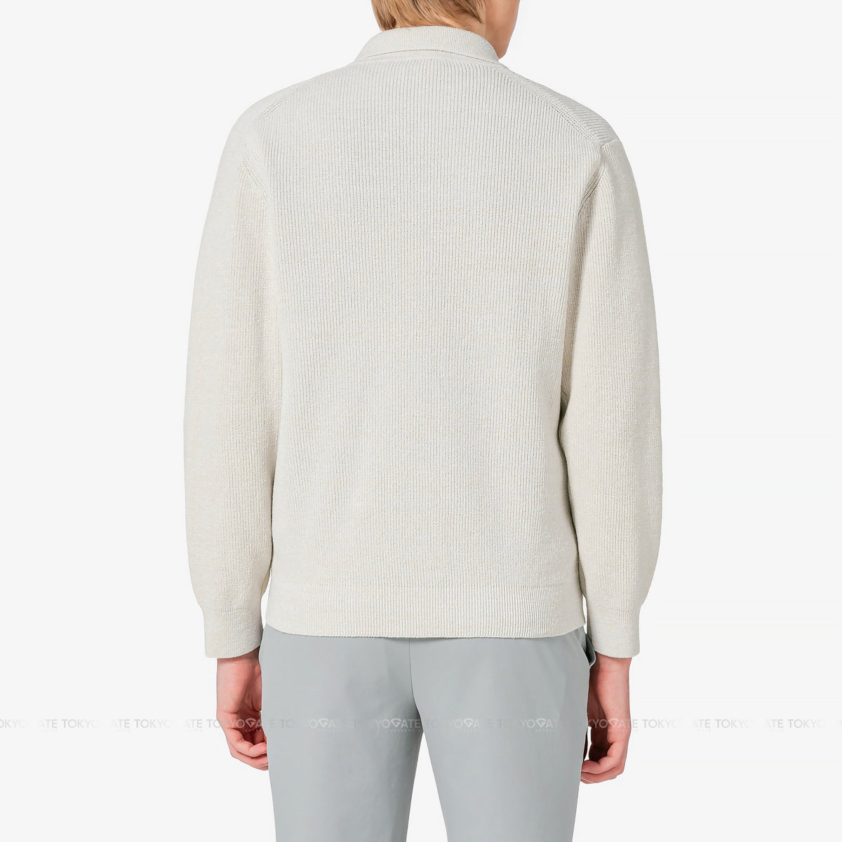 Áo khoác cardigan Lacoste AH403E 56G S7G Ribbed Collar Zip-Up Beige Regular Fit