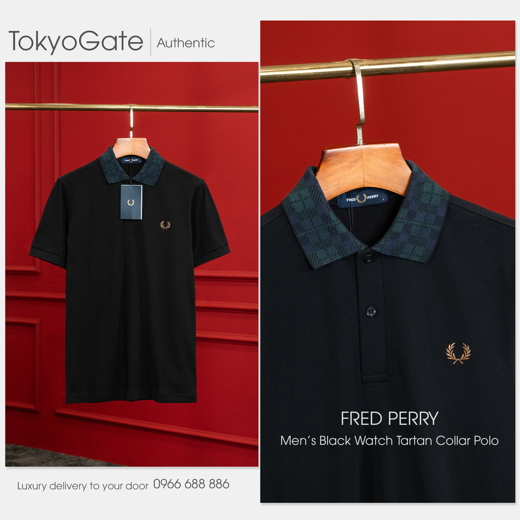 Áo Polo Fred Perry M1762 102 Twin Tipped Black/White Regular Fit