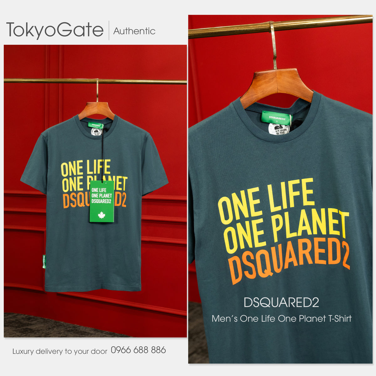 Áo phông Dsquared2 S78GD0064 800 Green Regular Fit