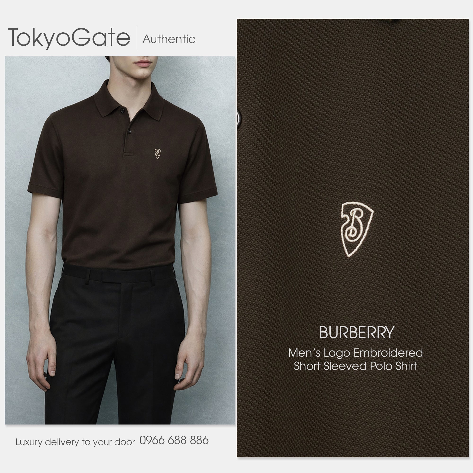Áo polo Burberry 8099882 B Shield Logo Cotton Polo Shadow Slim Fit